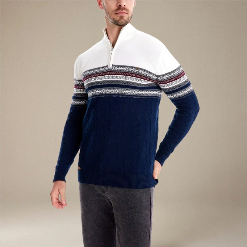 Adam – Lange mouwen trui met print en opstaande kraag Velani