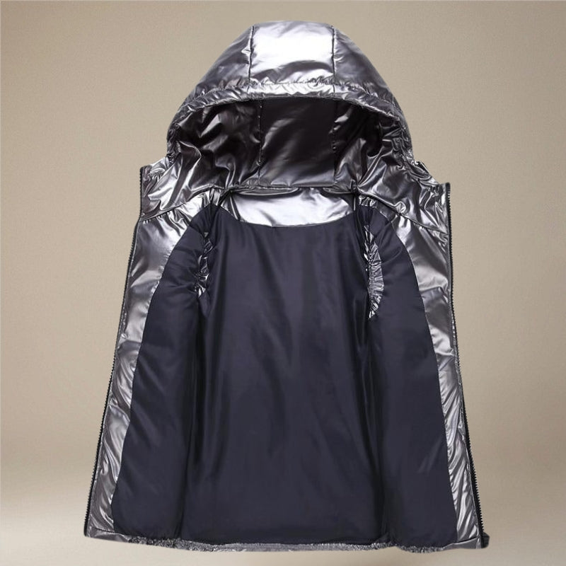 Harry - Sleeveless Padded Hooded Jacket With Zipper And Pockets