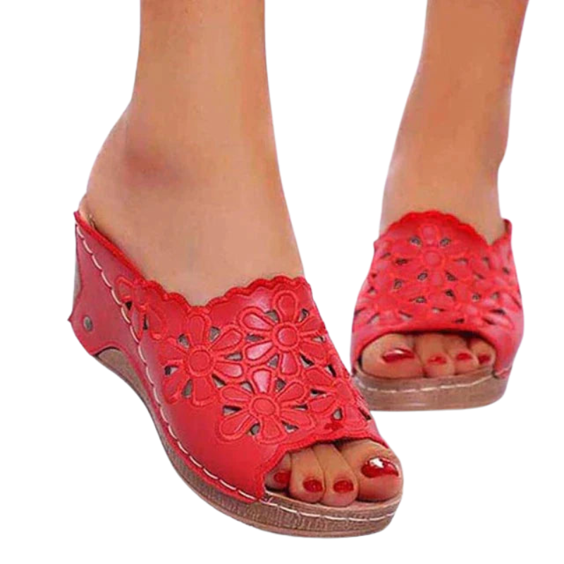 Maria – Sandalen met Bloemenprint en Open Teen Velani