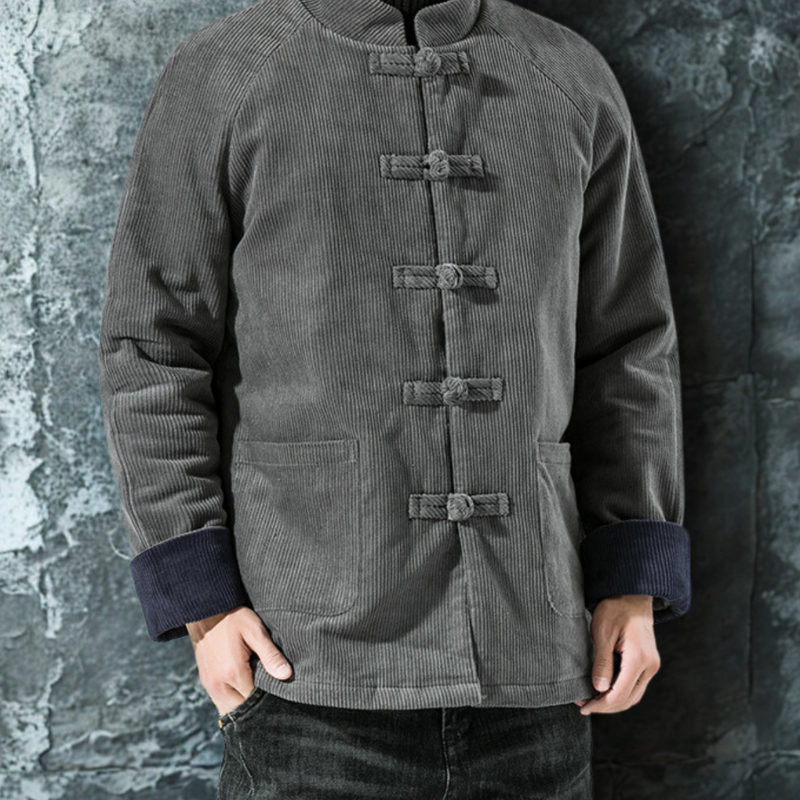 William – Gewatteerd jack met frogs en opstaande kraag Velani