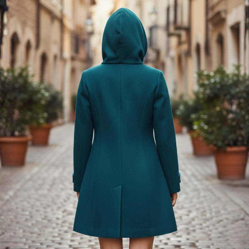 Clara – Long Sleeve Jacket with Button Detail and Hoodie