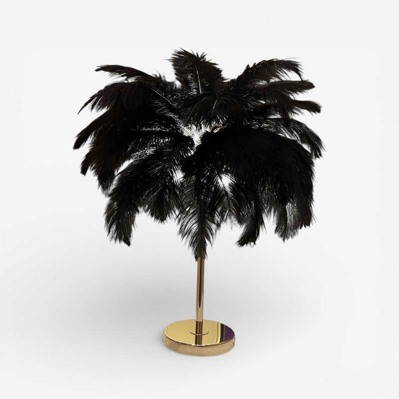 LumaNest – Table Lamp with Round Base and Feather Detail