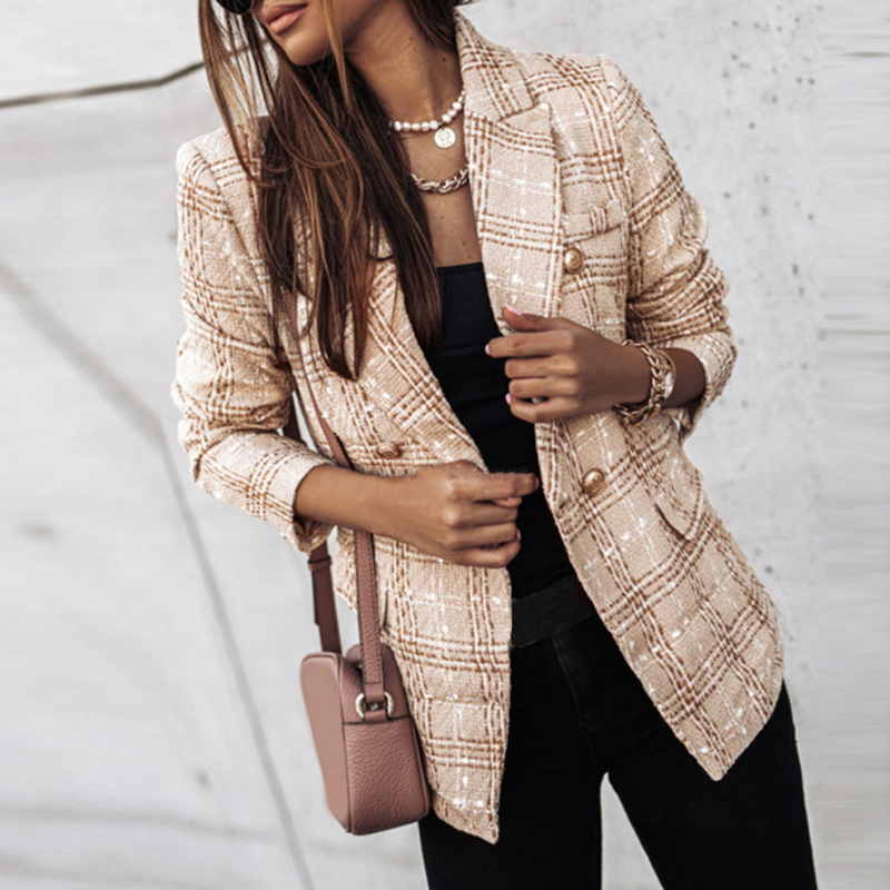 Women Tailored Blazer with Button Closure