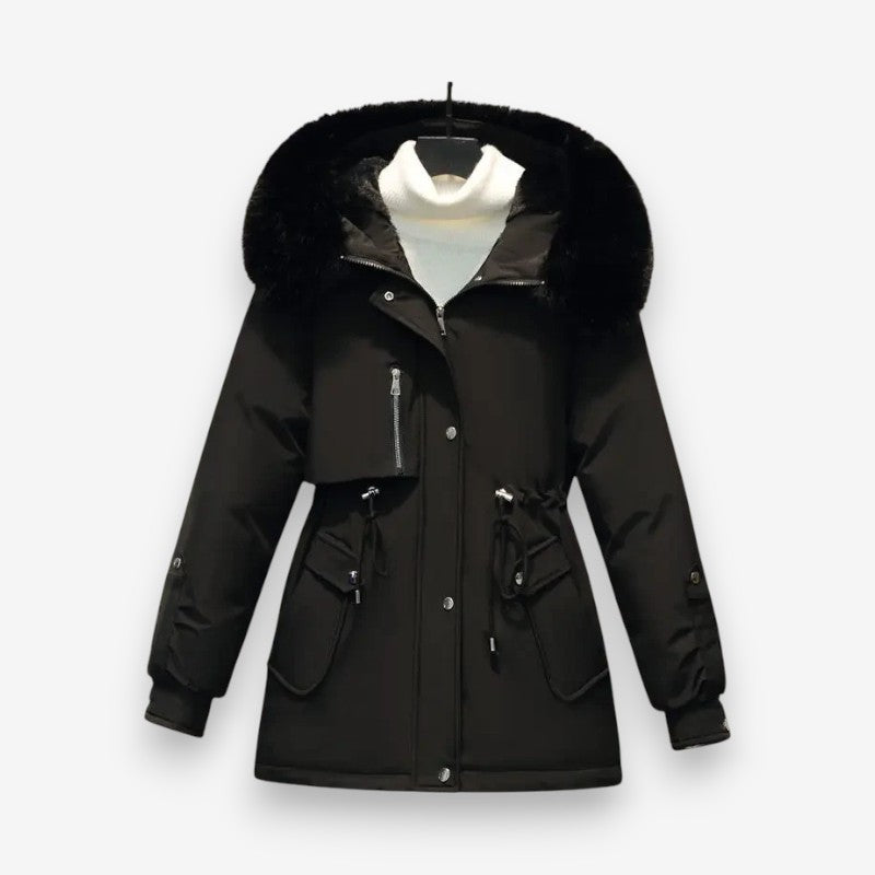 Femke – Gewatteerde Jas met Lange Mouwen en Bontkraag Velani