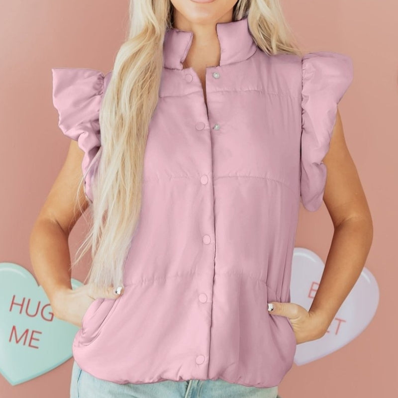 Quinn – Standup Collar Vest With Button Closure