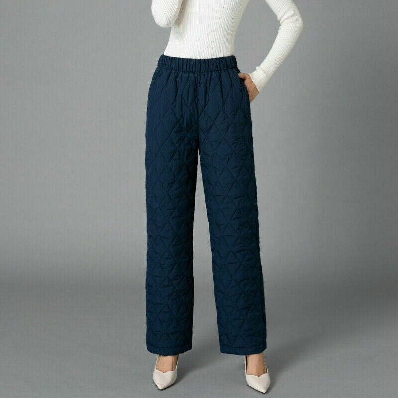 Clara – Women's Wide-Leg Pants with Quilted Pattern