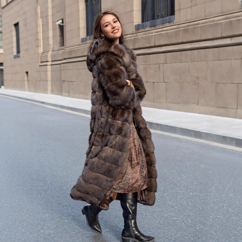 Olivia – Long Sleeve Coat with Hoodie Design