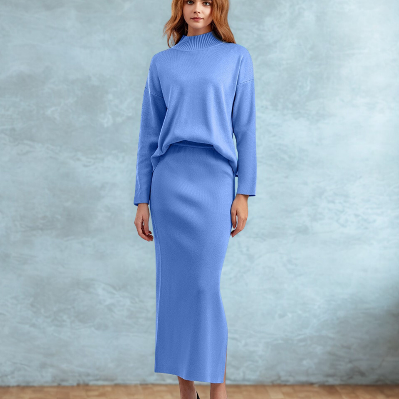 Naterra – Losvallende coltrui met bijpassende lange rok set Velani