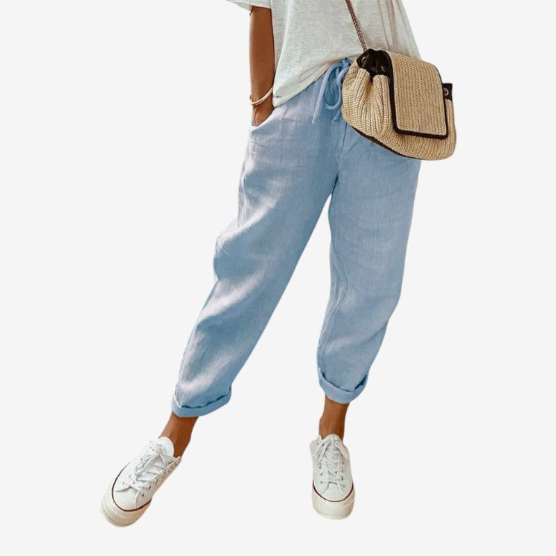 Women’s Striped Trousers with Drawstring