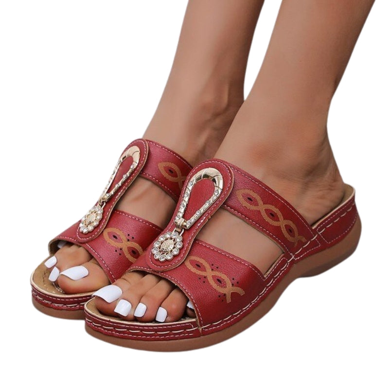 Clara – Sandalen met Bedrukt Bandontwerp Open Teen en Antislipzool Velani