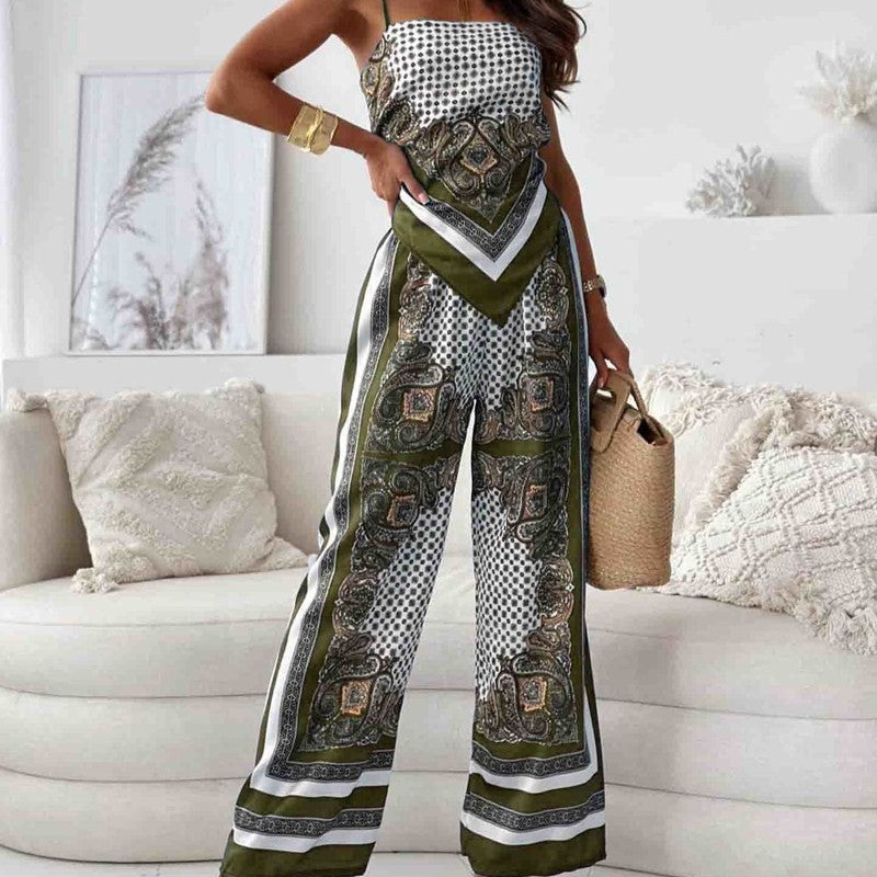 Michelle – Stijlvolle tweedelige set met bedrukte gilet en broek Velani