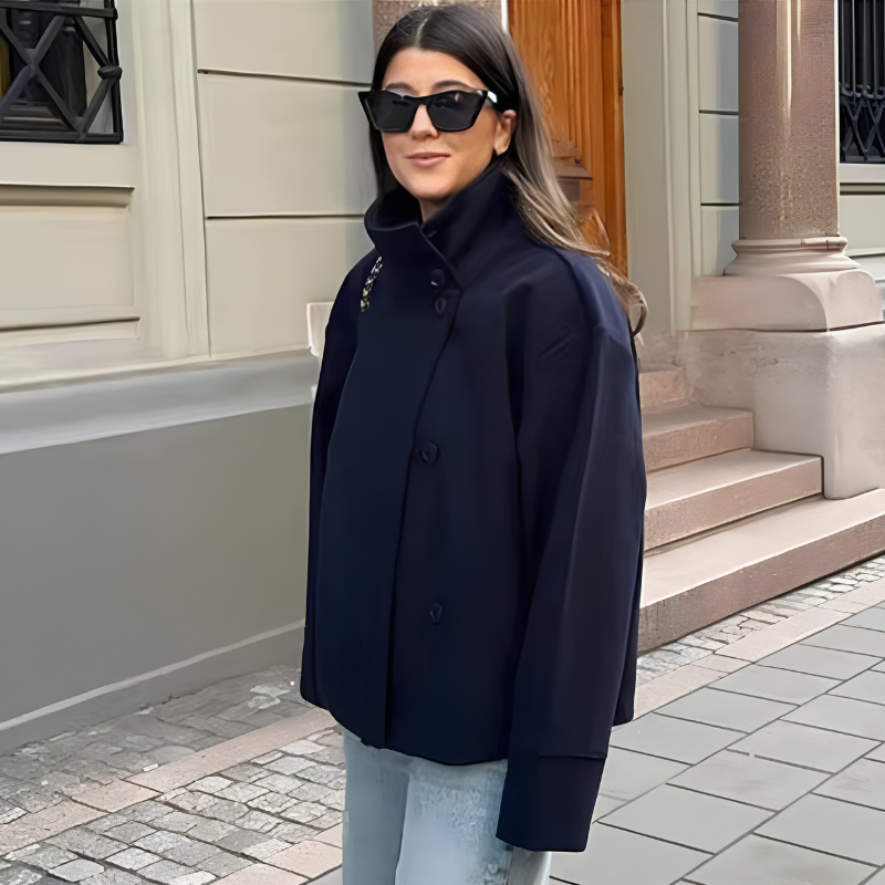 Women's Stylish Stand Collar Button-Up Coat