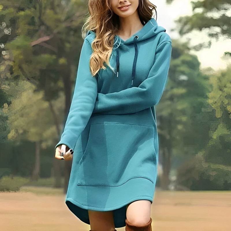 Ava – Long Sleeve Sweater with Hoodie and Pocket Design