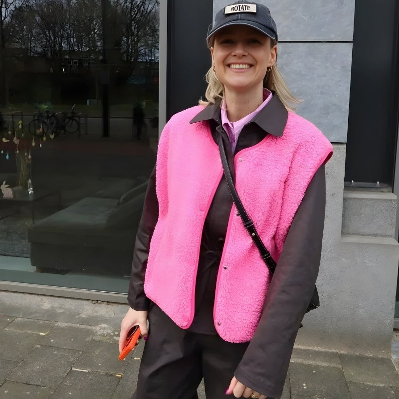 Clara – Round Neck Jacket with Button Closure