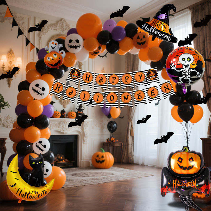 Spooky Pumpkin Print Halloween Balloon Set