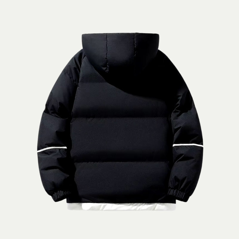 Hooded zip-up thick jacket utility pockets