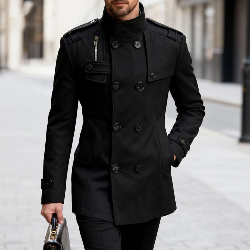 Felix – Long Sleeve Coat with Button Closure and Pocket