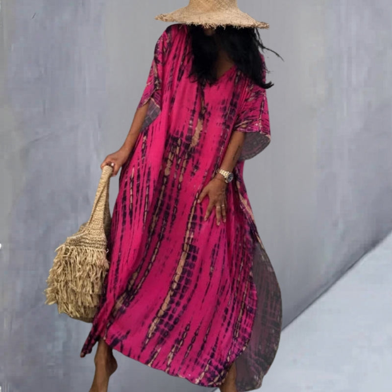 V-Neck Long Sleeve Maxi Dress
