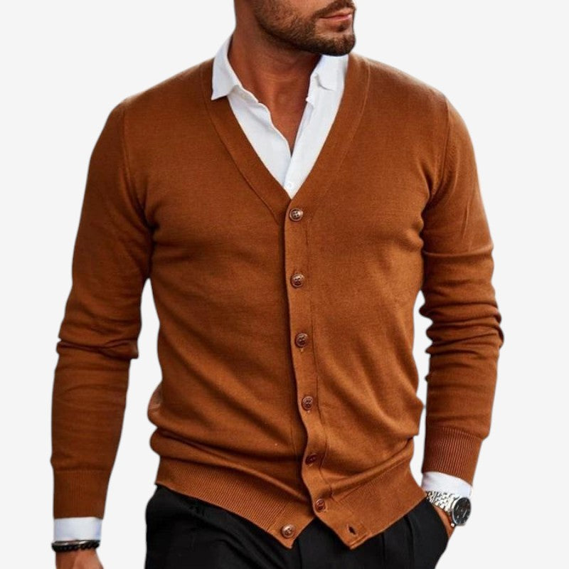 Men V-Neck Button Front Cardigan