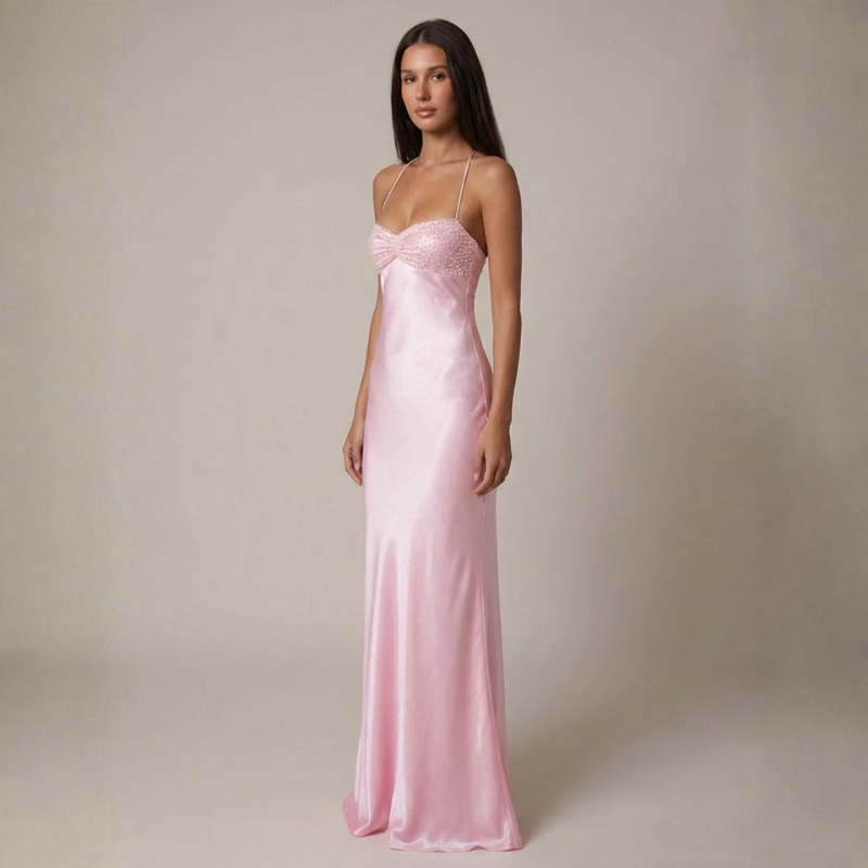 Elegant A-Line Maxi Dress with Spaghetti Straps