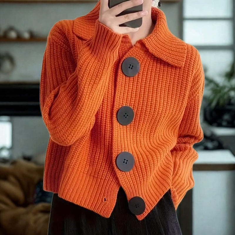 Lily – Long Sleeve Sweater With Button Closure Design