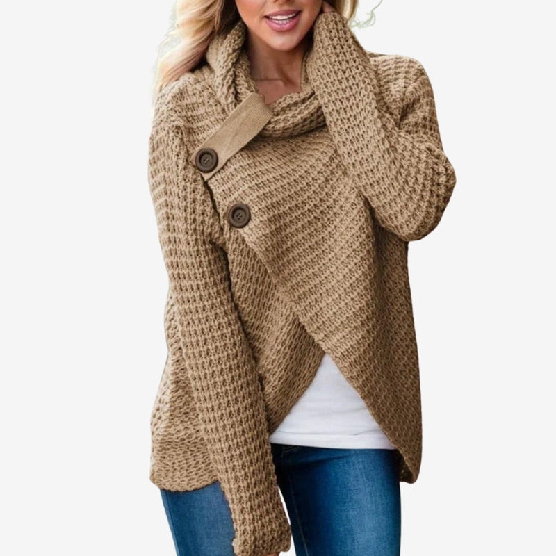 Sophia – Long Sleeve Sweater with Button Closure