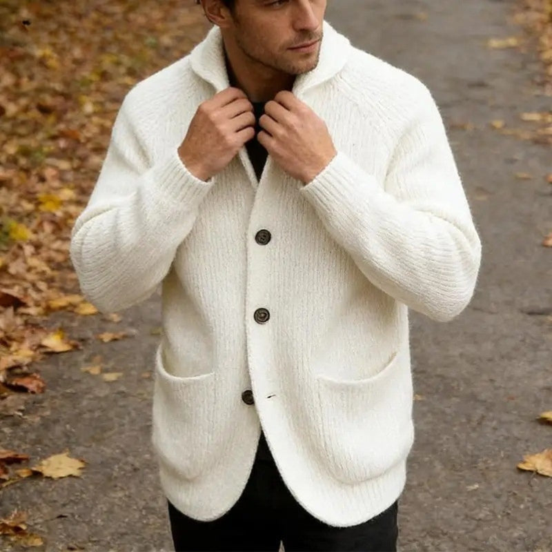 Ryan – Long Sleeve Sweater with Button Closure and Pockets