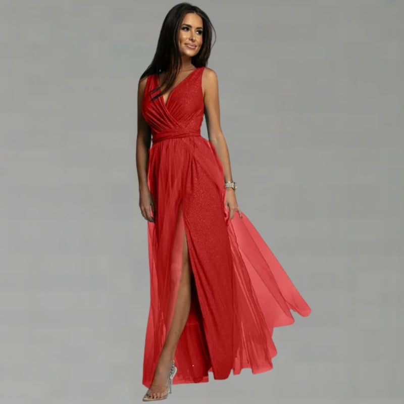 Women Sleeveless V-Neck Maxi Dress