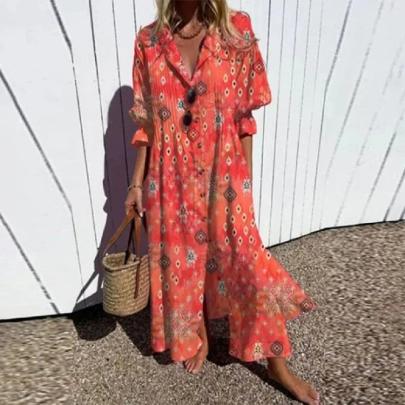 Women’s Maxi Dress Flowy Long Sleeves