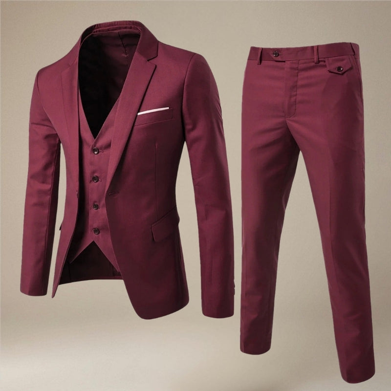 Louis – 3-Piece Long-Sleeve Suit with Blazer Vest and Slim Fit Trousers