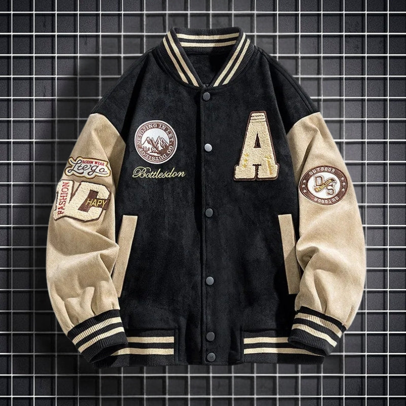 Men's Bomber Jacket with Button Front Closure