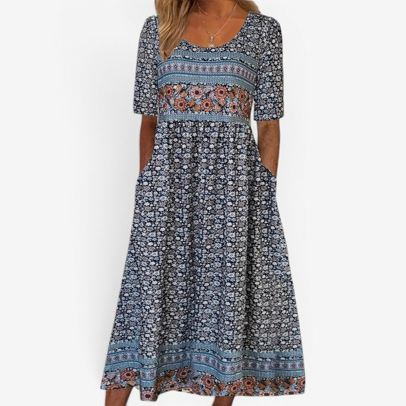 Women’s Midi Dress Short Sleeve Square Neck