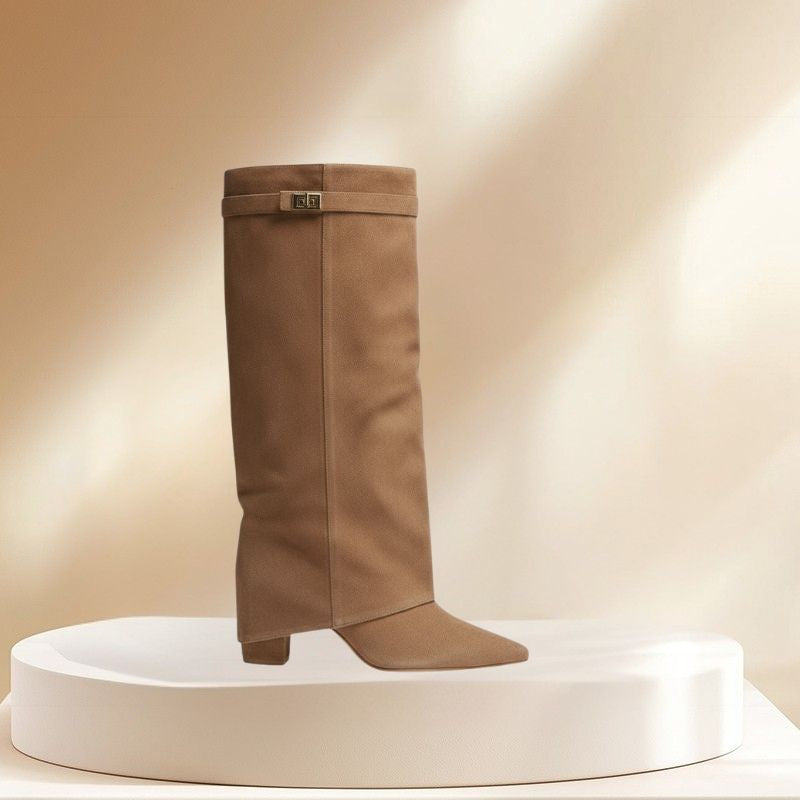 Knee-High Boots with Square Heel