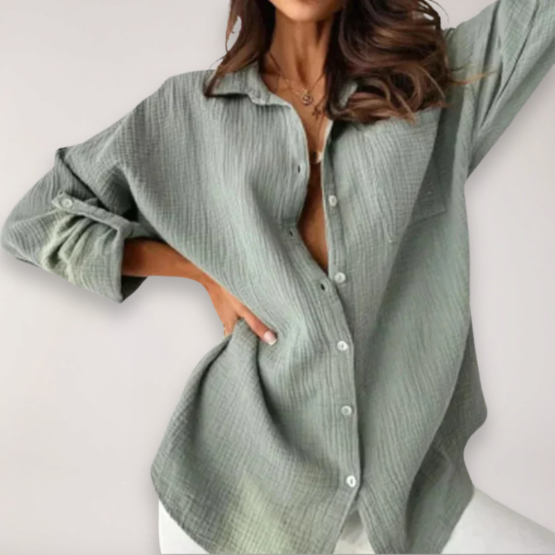 Women's Blouse with Turn-Down Collar