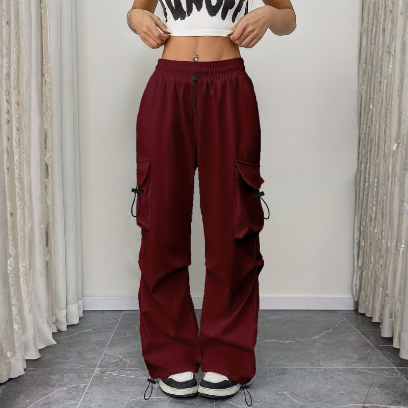 Women's Wide Leg Trousers with Drawstring Waist