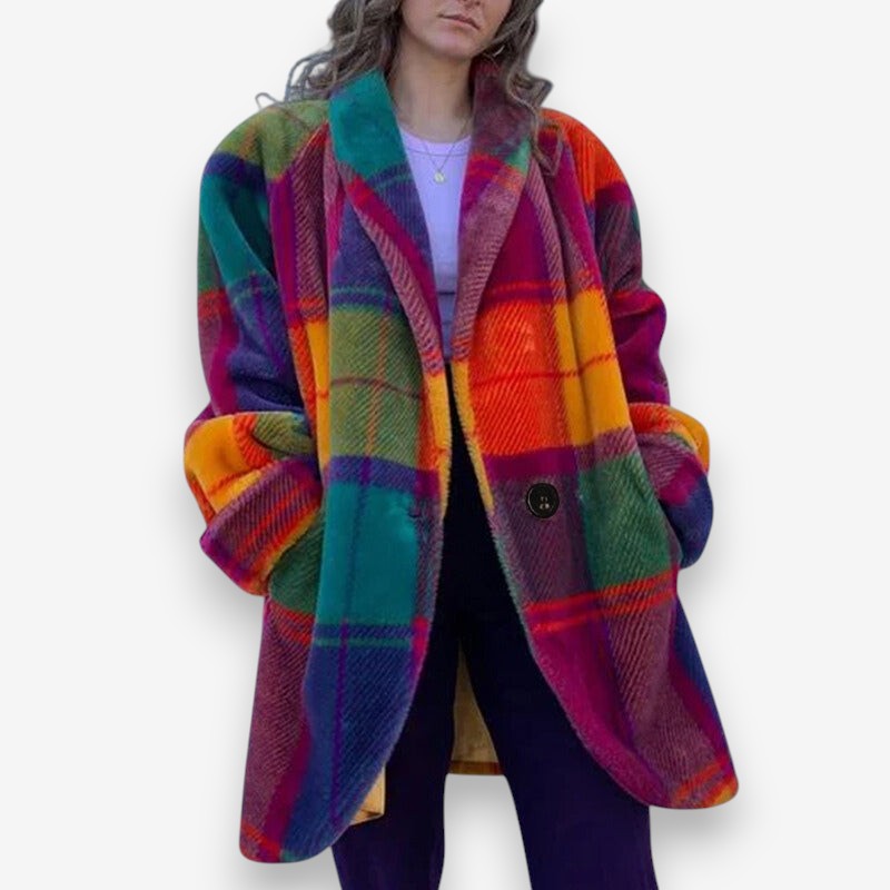 Clara – Long Sleeve Jacket with Down Collar and Button Closure