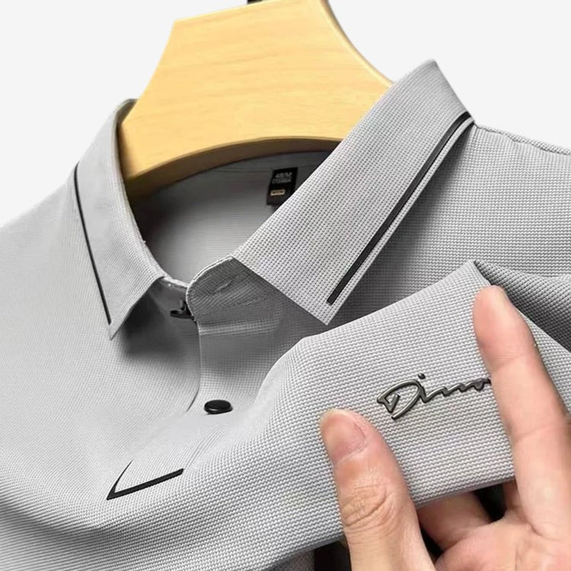 Aaron - Printed Short Sleeve Polo Shirt With Button Collar