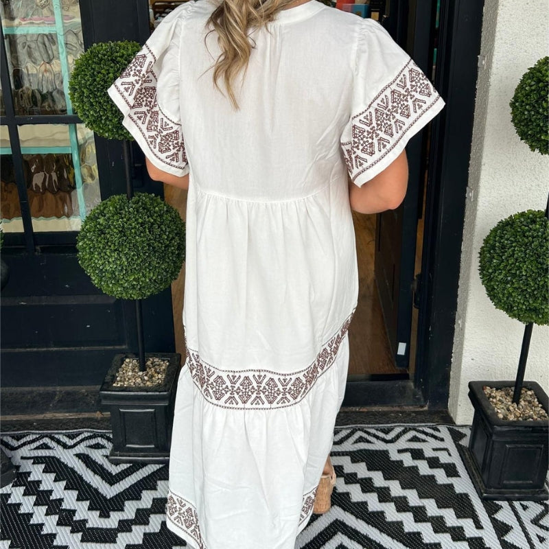 Women’s Midi Dress V Neck Loose Fit