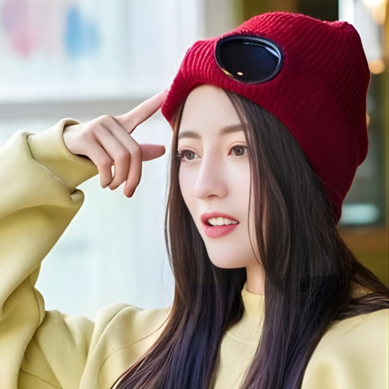 Olivia – Round Knitted Beanie with Glasses Pattern