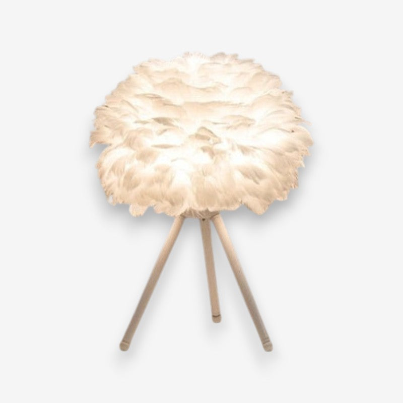 LumiNest – Tafellamp met veren en statiefontwerp Velani