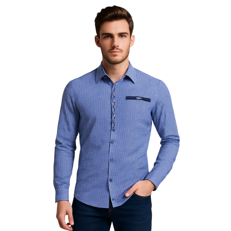 Louis – Overhemd met Lange Mouwen en Geruit Patroon Velani