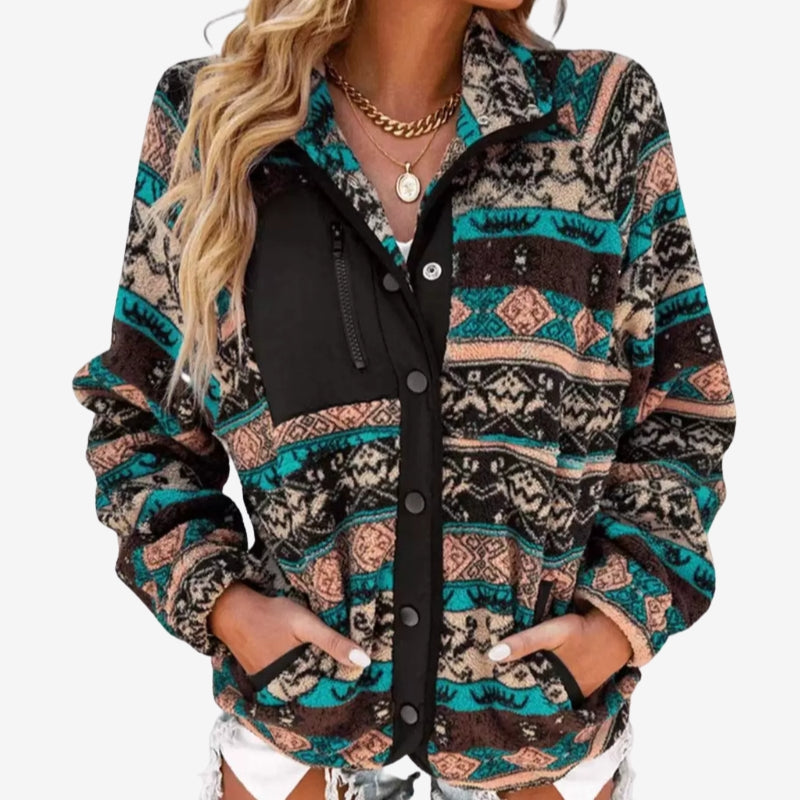 Ava – Long Sleeve Jacket With Zipper Pocket And Button Closure