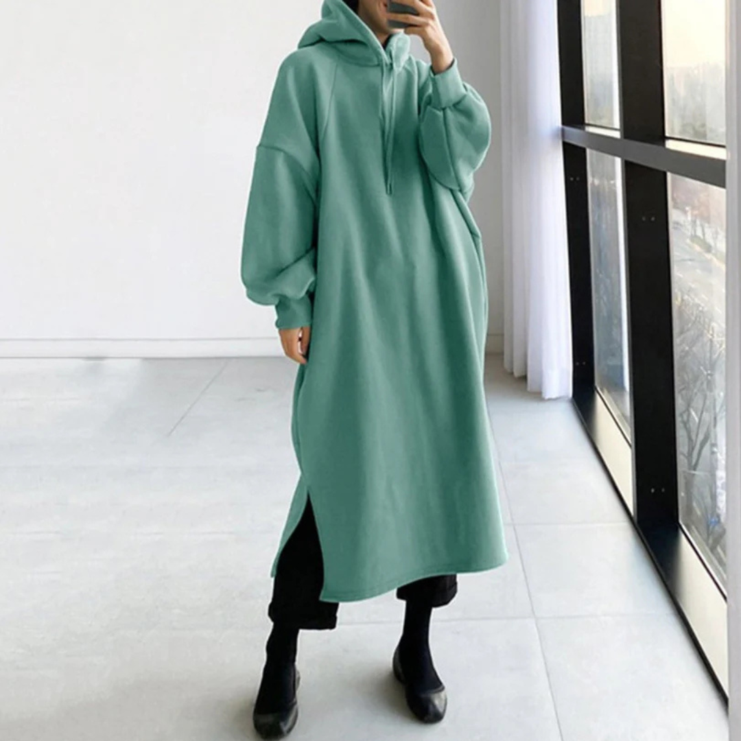 Manon – Lange Hoodie met Verstelbaar Trekkoord en Losse Pasvorm Velani