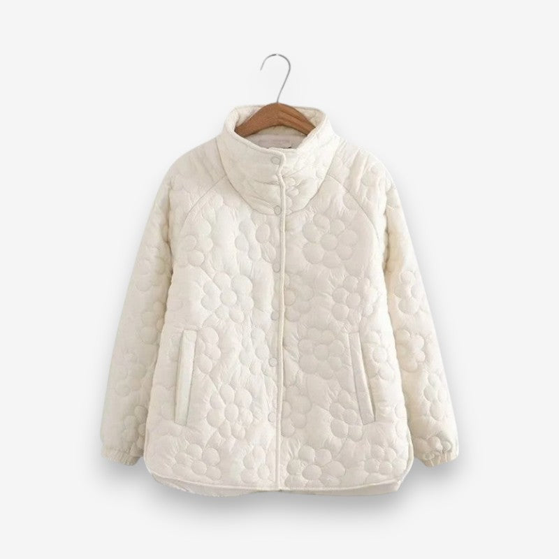 Nora – Long Sleeve Coat with Stand-Up Collar and Pockets