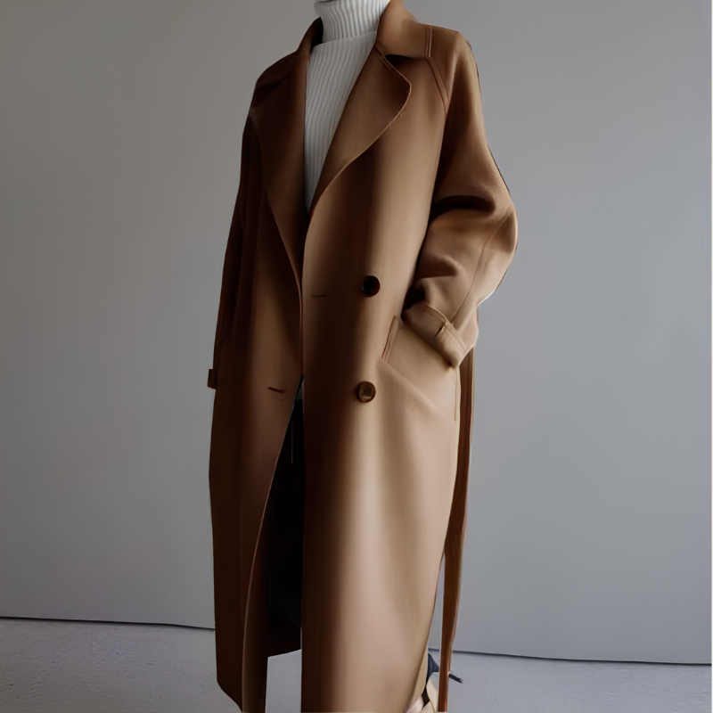 Chic Women's Long Sleeve Button-Front Overcoat