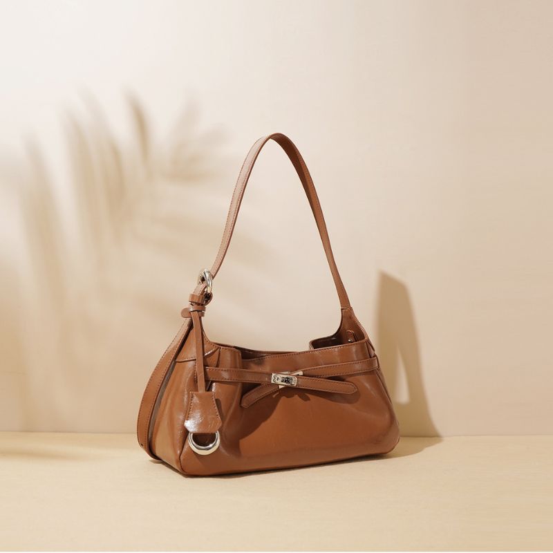 Women Structured Shoulder Bag Clasp Zipper