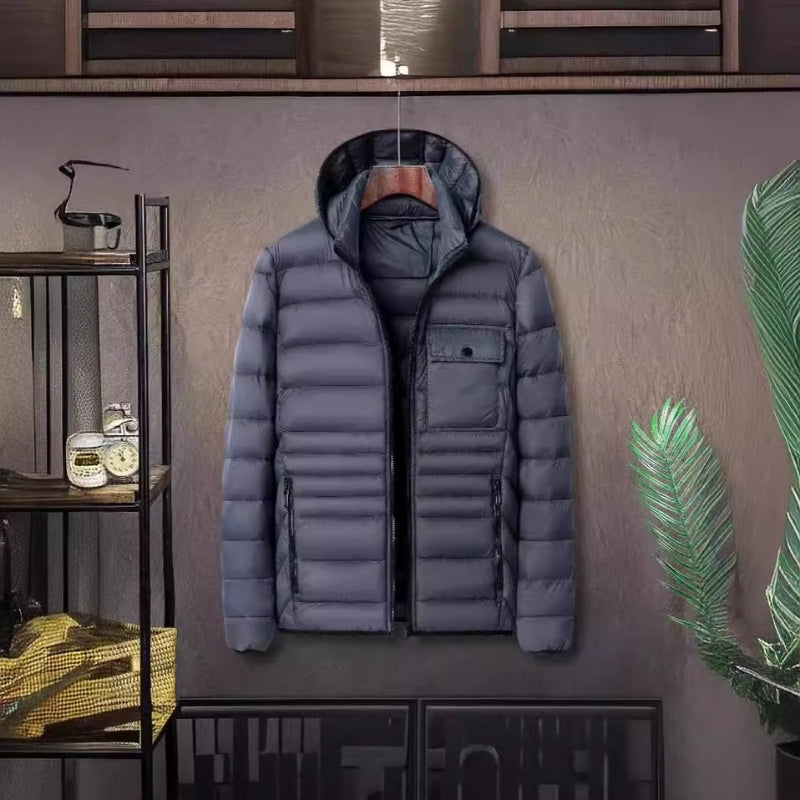 Victor – Long Sleeve Coat with Hoodie and Pocket