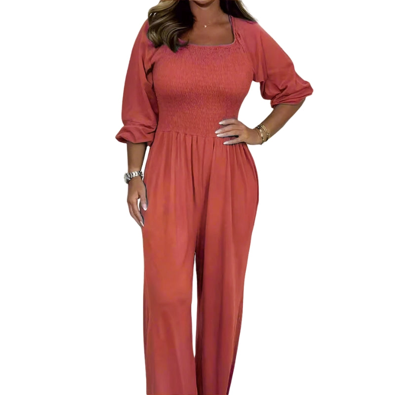 Luisa – Jumpsuit met Lange Mouwen en Wijde Pijpen Velani