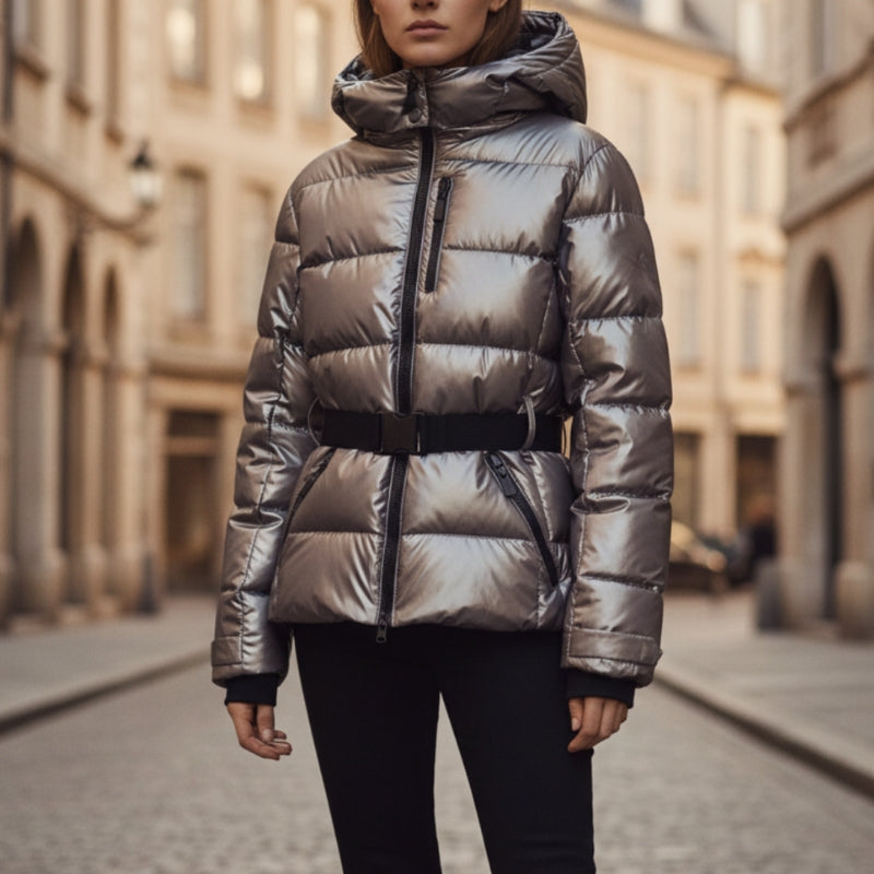 Ava – Long Sleeve Coat with Hoodie and Zipper Pockets