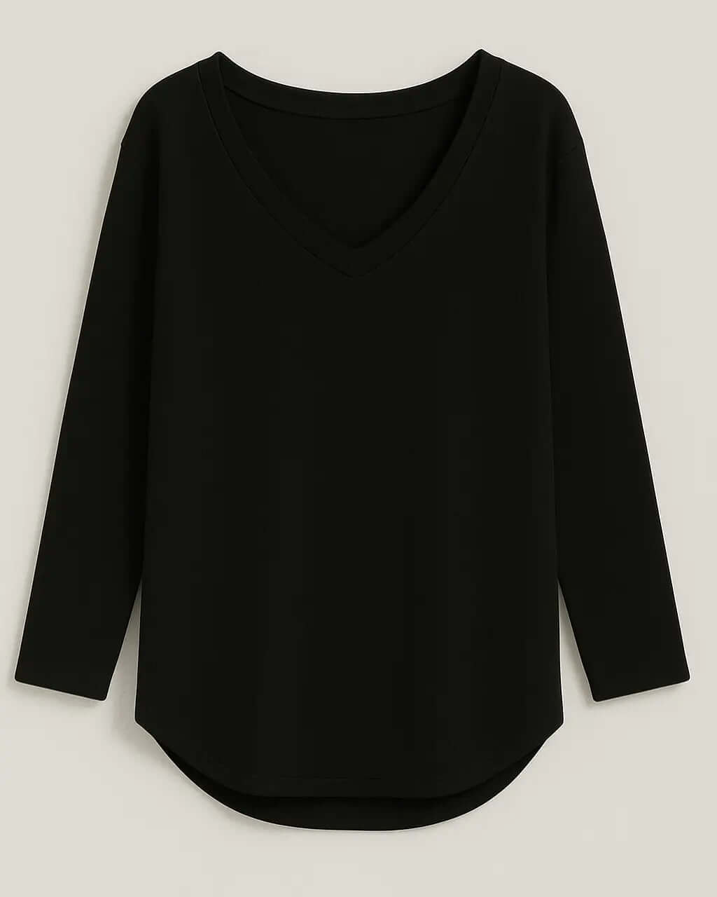 Polyester Stijlvolle Top Met Lange Mouw-Blouses & Tops-Velani-Zwart-S-Velani